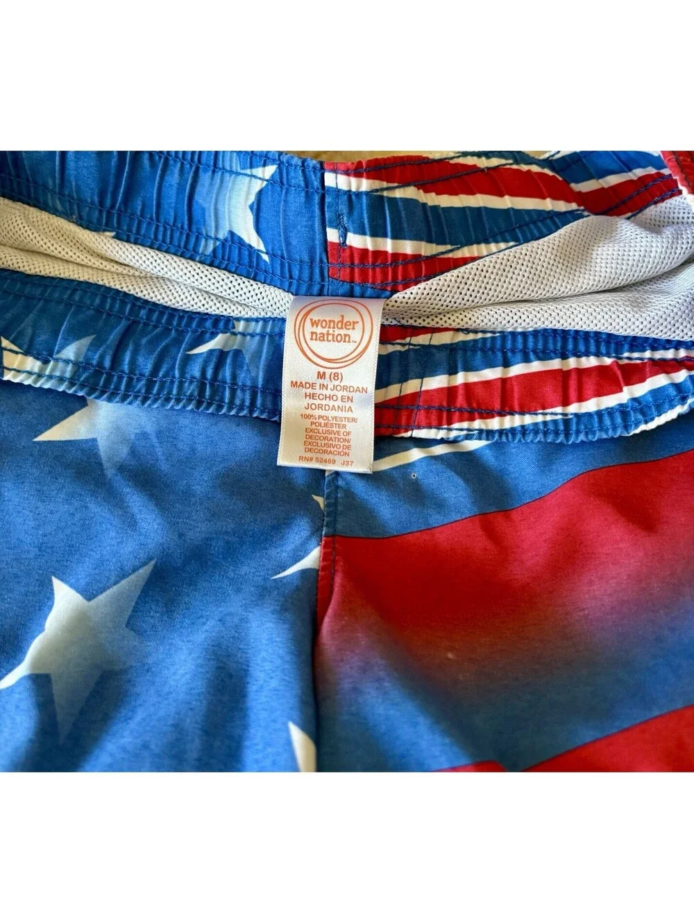 Wonder Nation Boys American Flag Swim Trunks Size Medium M 8 Patriotic